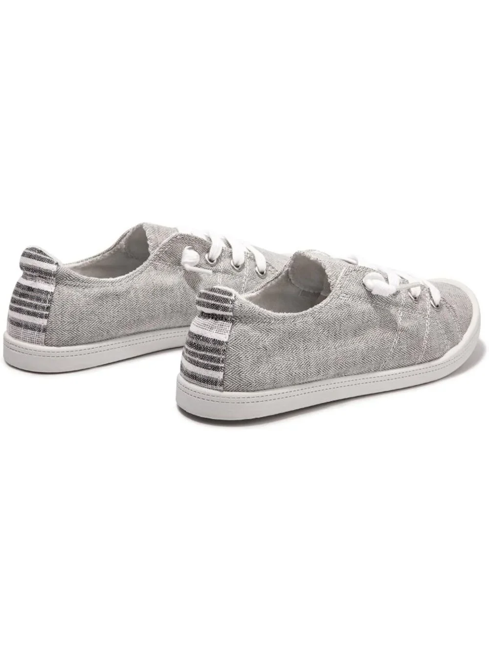 Womens Grey Canvas Slipon Canvas Sneaker Low Top Walking Shoes Fashion Sneakers
